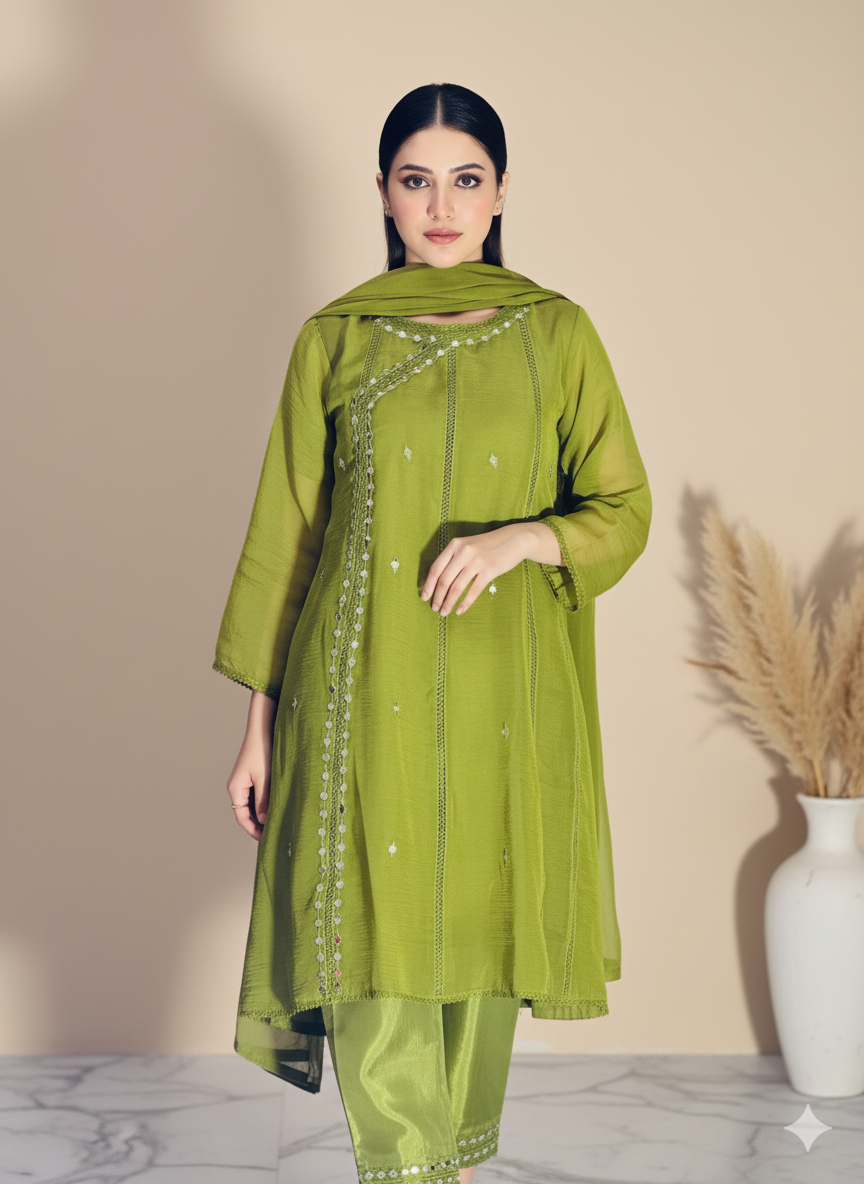 Mahnoor SeaGreen (Stitched 3 Pcs)