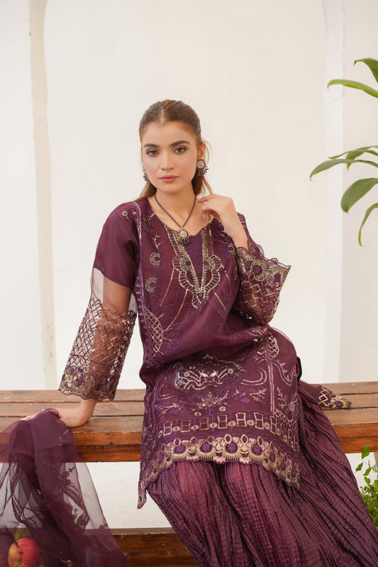 Opal Purple (Stitched 3 Pcs)