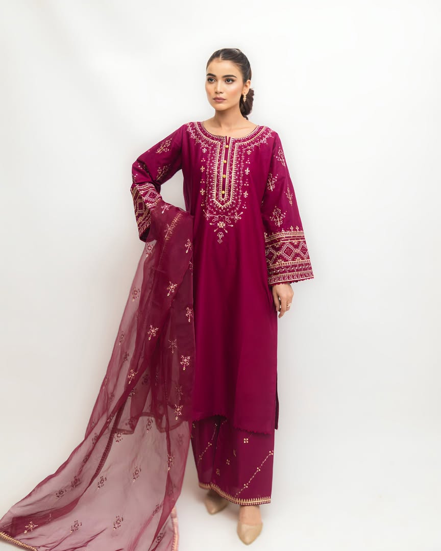 Tea Pink (Stitched 3 Pcs)