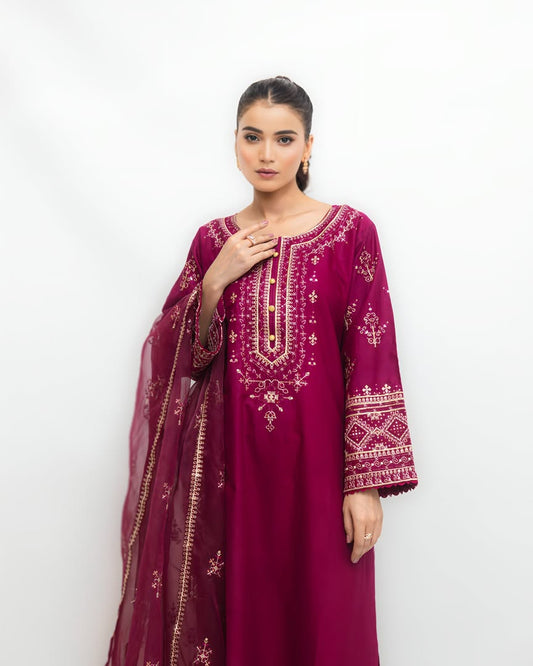 Tea Pink (Stitched 3 Pcs)