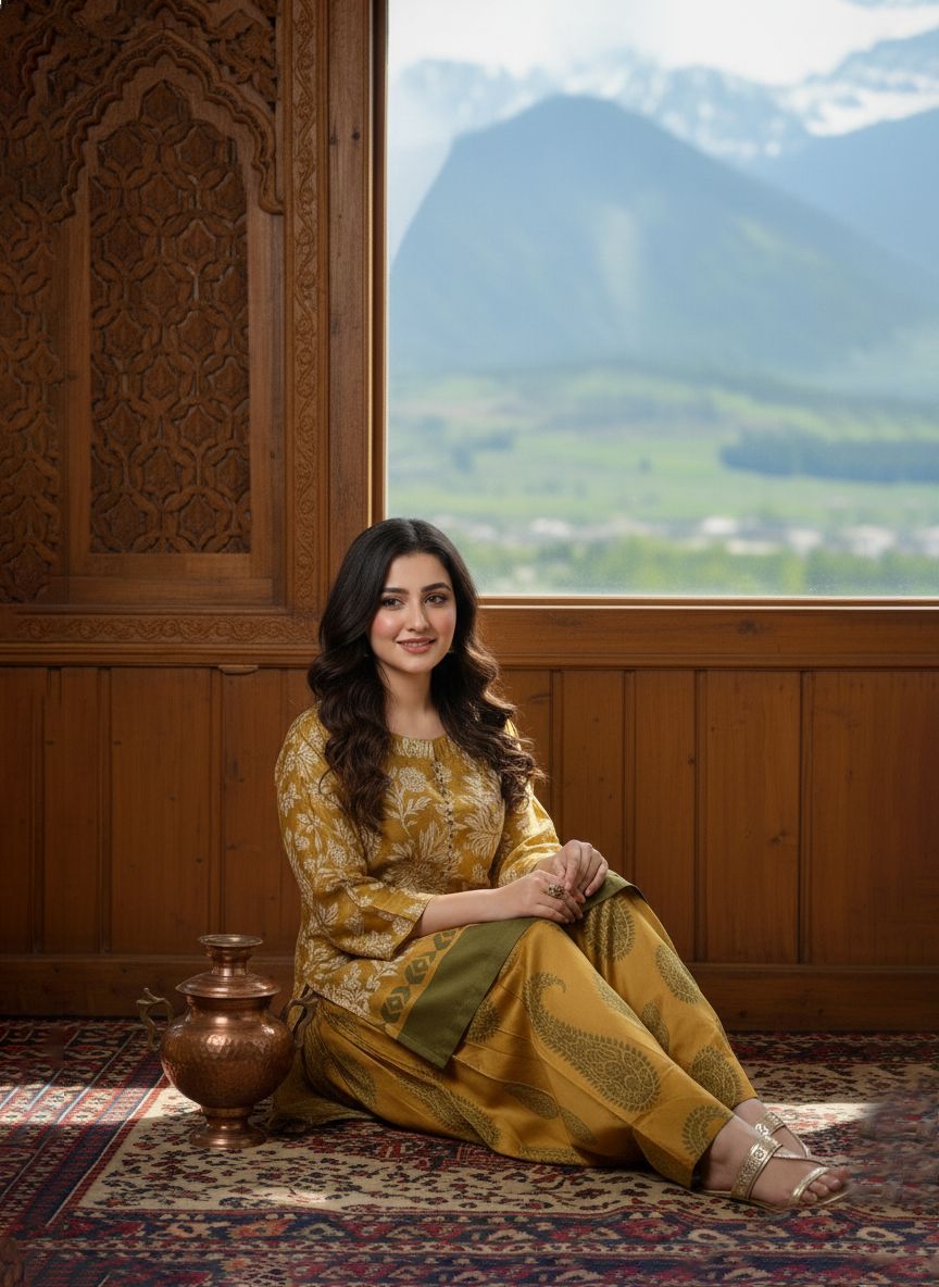 Lustrous Silk Farshi-Shalwar (Stitched 2 Pcs)