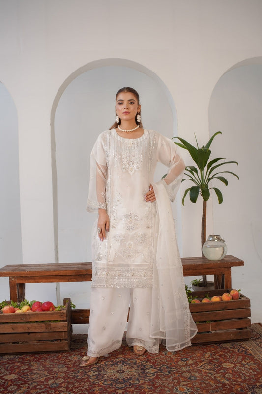 Areej White (Stitched 3 Pcs)