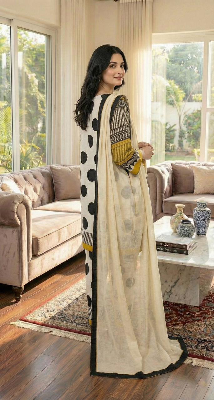 Polka Dot Farshi-Shalwar (Stitched 3 Pcs)