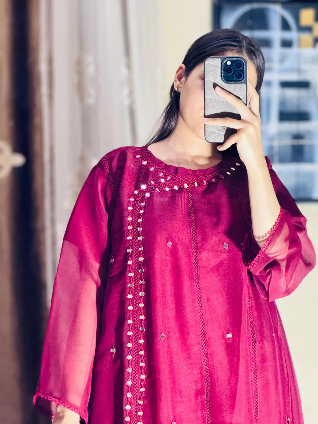 Mahnoor Maroon (Stitched 3 Pcs)